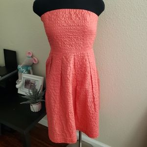 J.crew factory Salmon color strapless dress Sz 4 Midi